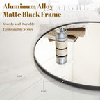 VooBang Black Round Bathroom Mirror, 24 inch Circle Wall Mounted Hanging Mirror - Image 2