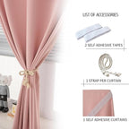 Thermal Blackout Curtains with Self-Adhesive Tape, No Rod No Drill Easy Install - Image 7