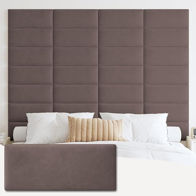 IFNOW Wall Mounted Upholstered Headboard Queen, 3D Peel and Stick Soundproof by IFNOW
