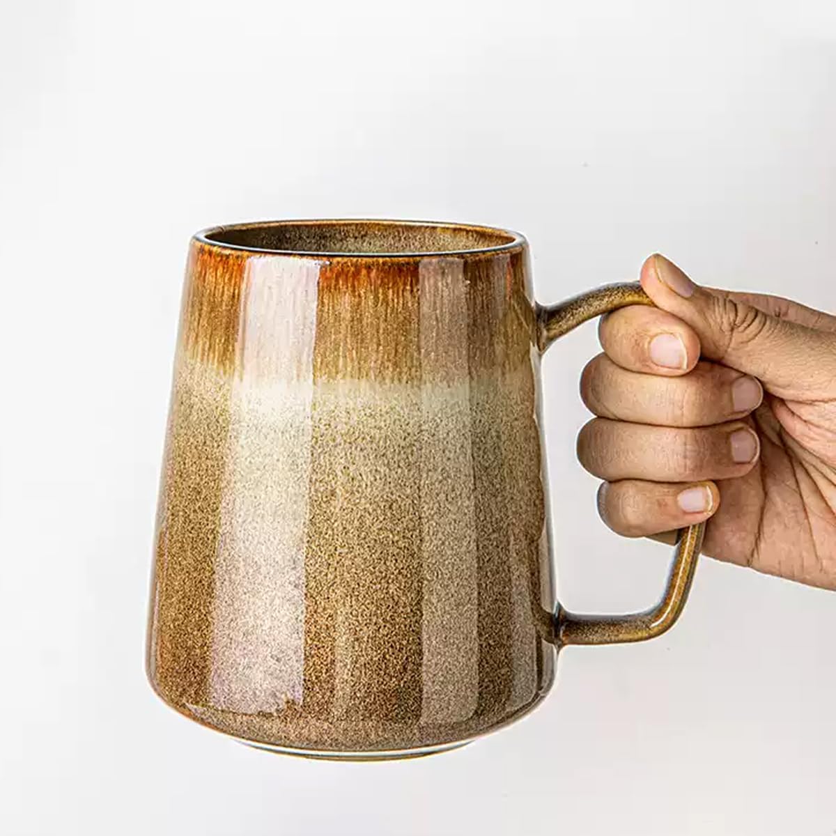 Large 24 oz Ceramic Coffee Mug with Handle, Vintage Floral Coffee Cup, Extra Big Tea Cup for Office and Home, Dishwasher and Microwave Safe,Sandy Yellow