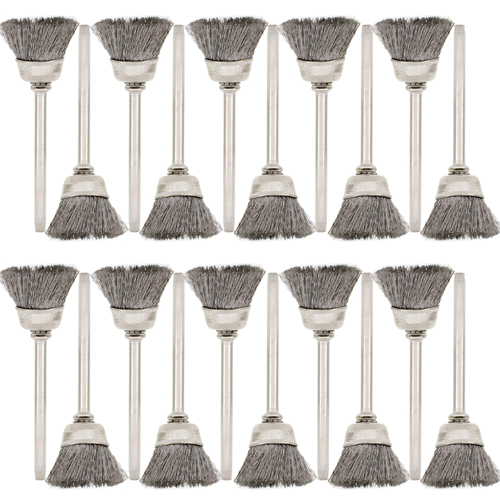 20PCS Wire Brushes - Metal Rust Removal, Polishing, Cleaning - 15mm Diameter, 3mm Shaft - Removes Burrs, Dust, and Oxide Layer - Handles Rough Surfaces - Designed for Industrial and DIY Enthusiasts