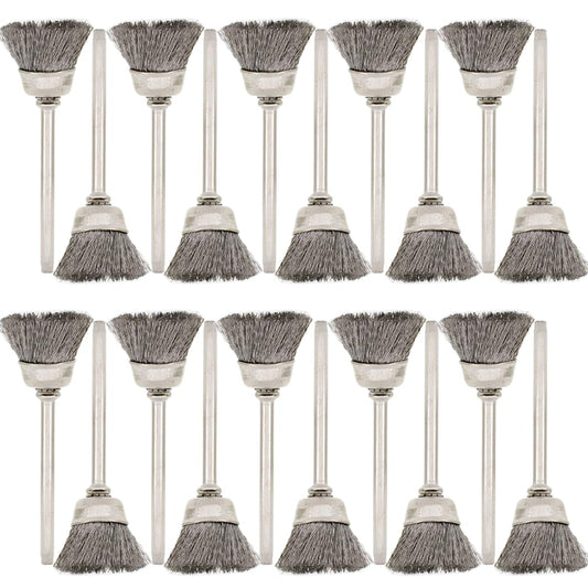 20PCS Wire Brushes - Metal Rust Removal, Polishing, Cleaning - 15mm Diameter, 3mm Shaft - Removes Burrs, Dust, and Oxide Layer - Handles Rough Surfaces - Designed for Industrial and DIY Enthusiasts