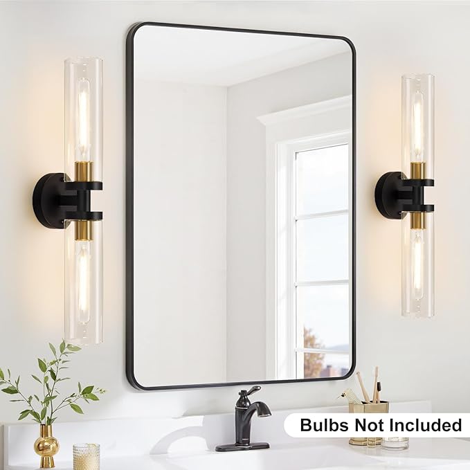 Indoi Black and Gold Wall Sconce, Hardwired Bathroom Sconces Wall Lighting - Image 8