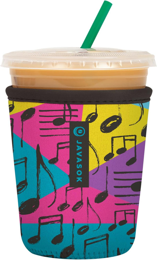 Sok It JavaSok Iced Coffee & Cold Soda Insulated Neoprene Cup Sleeve (Music to My Ears, Small: 16-20oz)