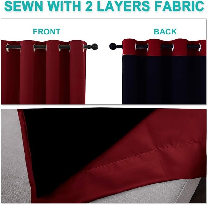 NICETOWN Full Shading Curtains 90 inches Long 2 Panels Set - Image 5