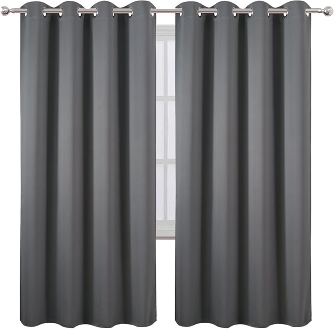 LEMOMO Blackout Curtains 66 x 72 Inch Long Frost Grey Curtains Set of 2 Panels - Image 2