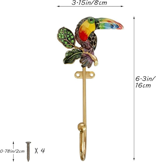 2 Pack Decorative Wall Hooks, Vintage Bird Shaped Metal Wall Hook - Image 2