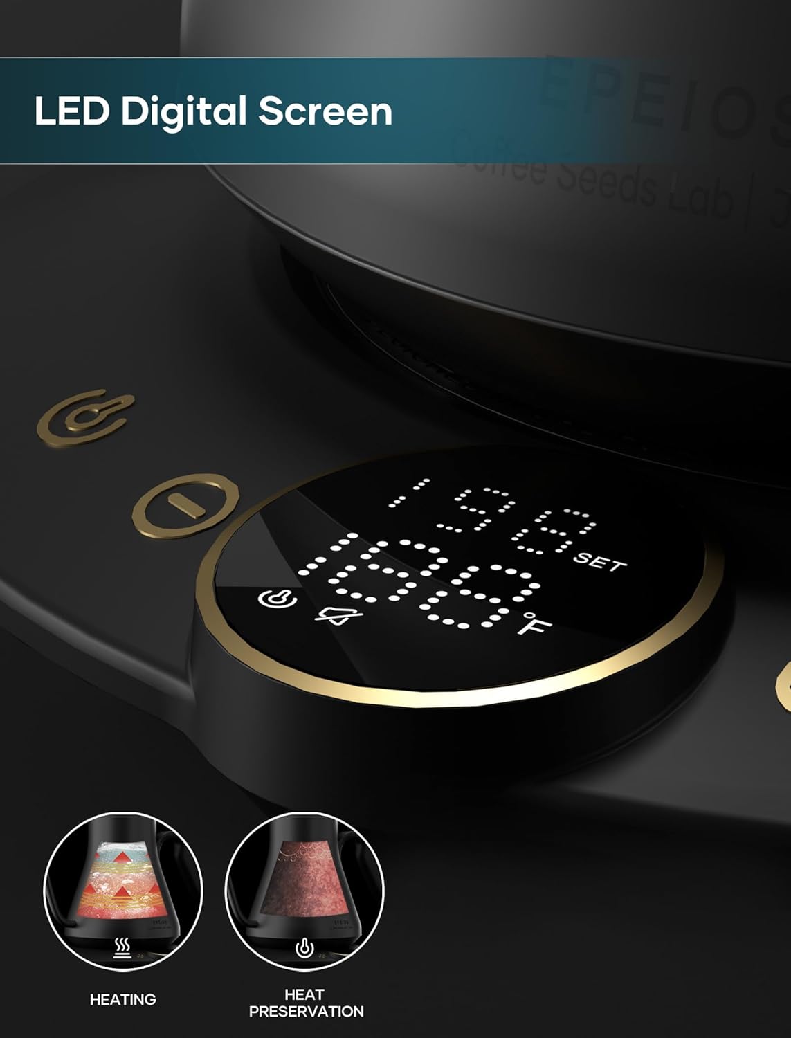 Electric Kettles, Gooseneck Electric Kettle, ±1℉ Temperature Control, Stainless Steel Inner, Quick Heating for Pour Over Coffee, Brew Tea, Boil Hot Water, 1500W/0.9L (Ebony Black)