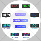 LED Digital Wall Clock with Dynamic RGB Display, Big Digits, Auto-Brightness - Image 2