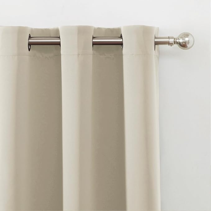 LEMOMO Blackout Curtains 66 x 72 Inch Long Light Beige Curtains Set of 2 Panels - Image 6