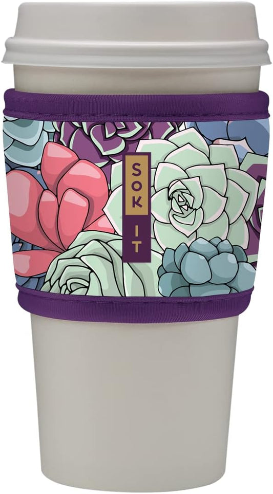 Sok It HotSok Coffee & Tea Reusable Insulated Neoprene Cup Sleeve (Succulents)