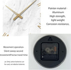 White Marble Large Clocks for Living Room Round Glass Wall Clock Battery - Image 8
