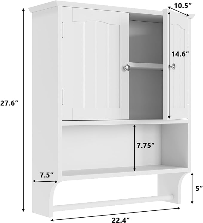 Bathroom Cabinet, Wall Mount, Towel Rack, Over The Toilet Storage Cabinet - Image 2