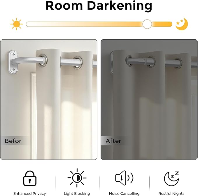 Curtain Rods 36-120 Inch, 1 Inch Adjustable Long Heavy Duty Room Darkening - Image 3