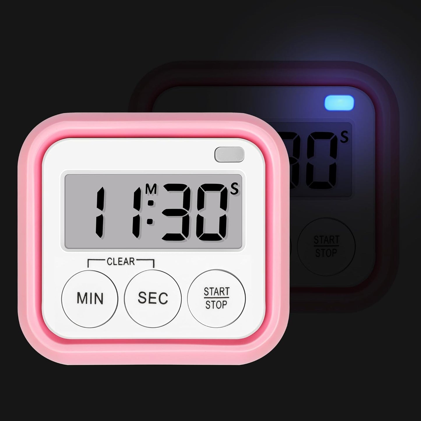 Timer, Kitchen Timers for Cooking Classroom Timer for Kids Teachers Magnetic Digital Timers 2 Pack, Pink