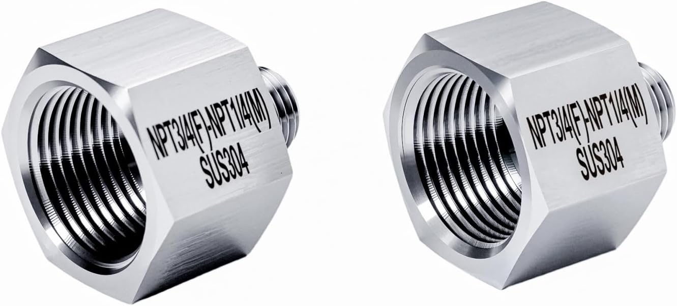 2 pieces Npt3/4 Female to Npt1/4 Male Reducer,3/4-1/4Water pipe Adapter, Fabricate of 304 Stainless Steel