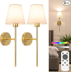 NIORSUN 19.9 inch Battery Operated Wall Sconce Set of 2, 10 Colors Wireless by NIORSUN