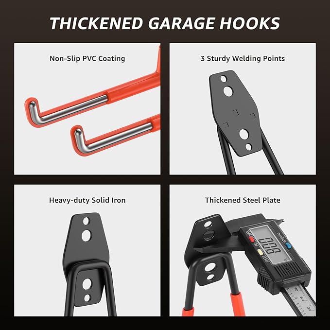 30 Pack Garage Hooks, Heavy Duty Steel Wall Mount Utility Hangers - Image 4