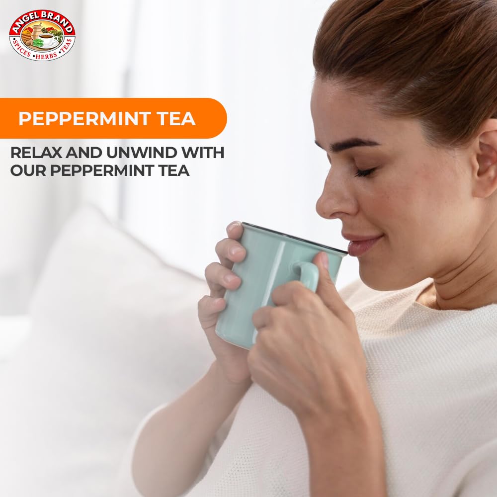 Angel Brand Peppermint Tea Bags 20 – Pack of 3 – Pure Caffeine-Free Herbal Mint Tea for Relaxation and Fresh Breath Made with Pure Peppermint for a Delightful Sip Every Time.
