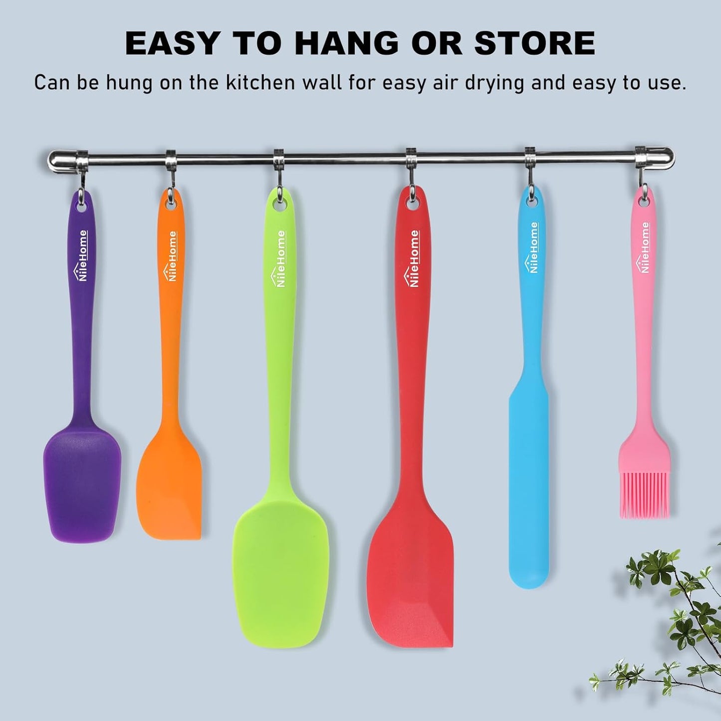 NileHome Silicone Spatula Set, 6 Pcs Food Grade Kitchen Utensils with Silicone Brush Heat Resistant Dishwasher Safe BPA-Free Rubber Spatula for Scraping, Baking, Cooking, Mixing, Multicolor