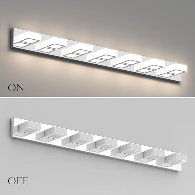 Ralbay 46" LED Chrome Vanity Lights 7 Lights Acrylic Stainless Steel LED Modern - Image 6