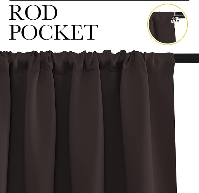 NICETOWN Window Curtains for Bedroom, Toffee Brown, 2 Panels, W42 x L48 -Inch - Image 2