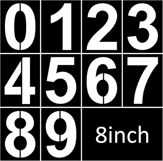 8 Inch Plastic Number Stencils Set - Reusable Digital Templates for Cake, Address, Painting