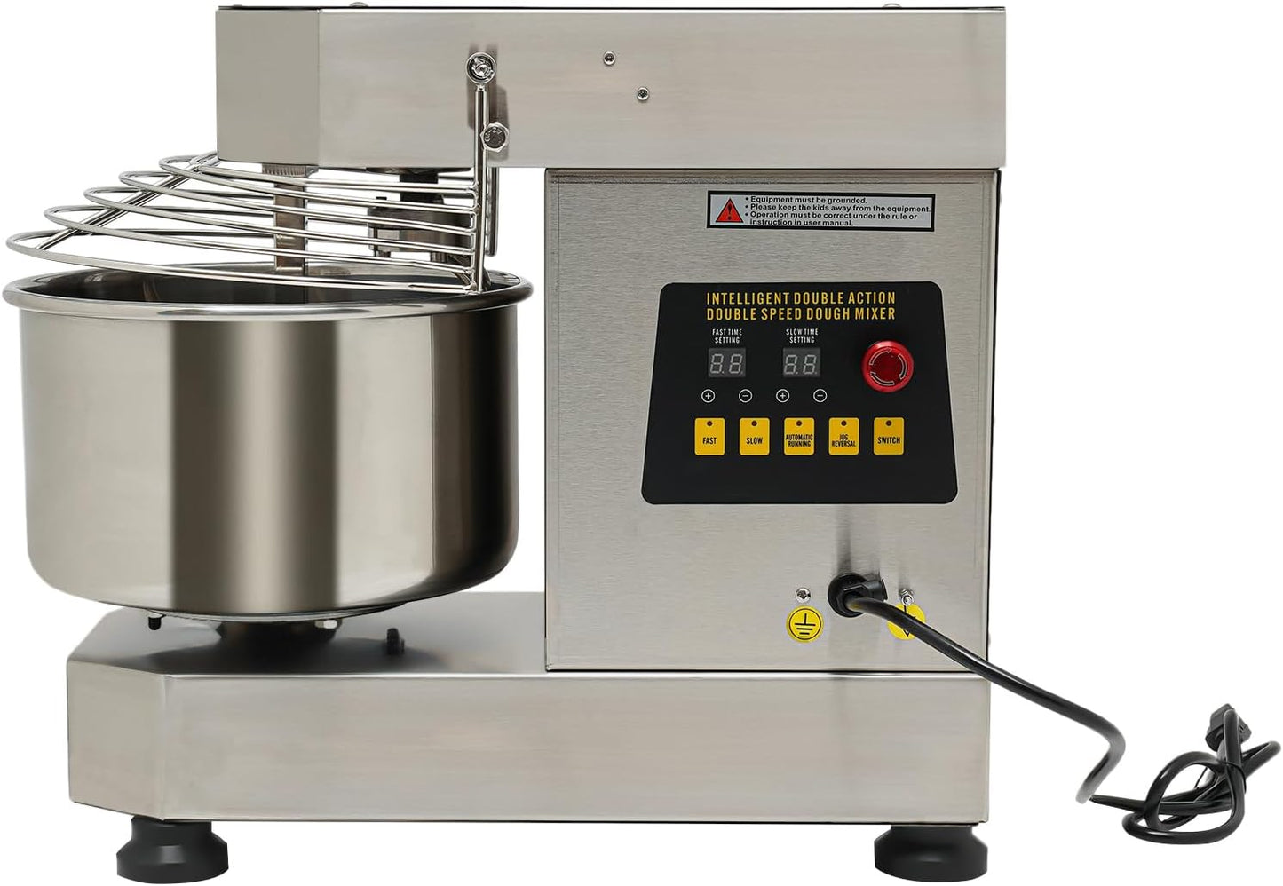 Commercial Food Mixer 750w,Stainless Steel Dual Rotating Dough Kneading Machine,10.5QT Heavy-duty Dough Mixer with Food-Grade Bowl Security Shield Timer for Bakery Restaurant Home