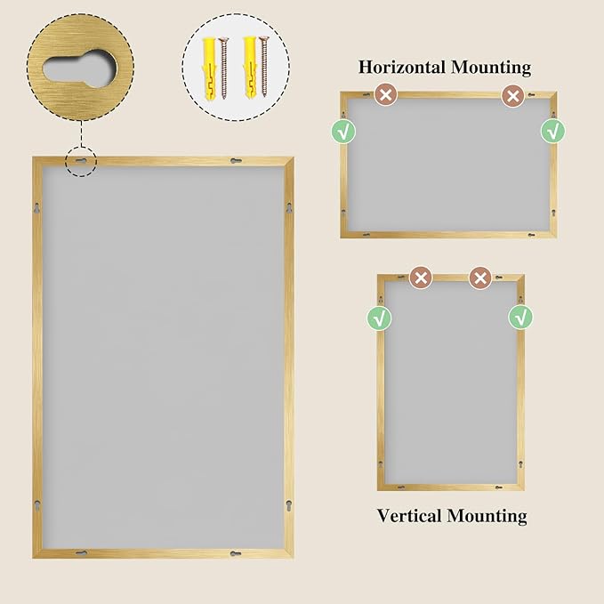 Koonmi Gold Rectangle Wall Mirror, 20x30 Inch Bathroom Mirror, Aluminum Frame - Image 8