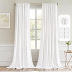 MIULEE Pure White Back Tab Blackout Curtains 108 Inch Long 2 Panels Set by MIULEE