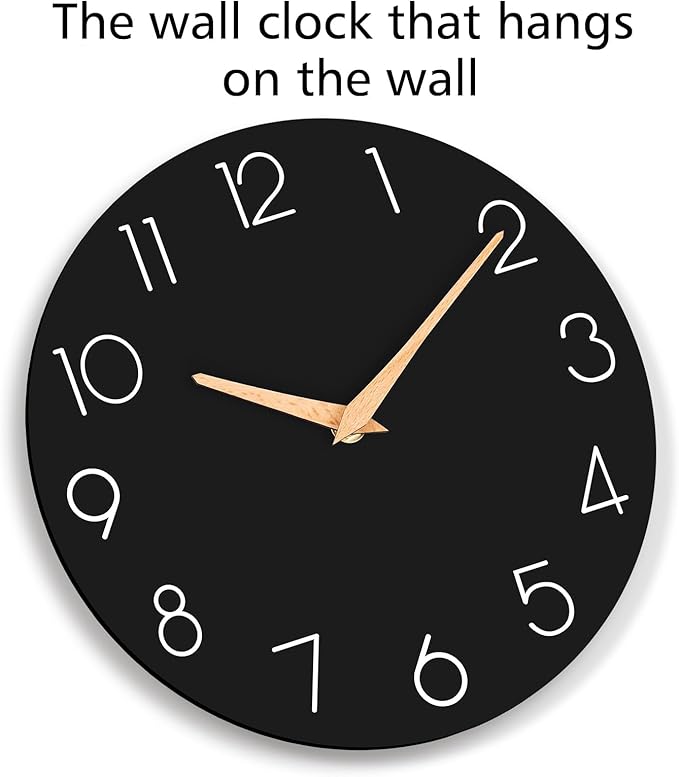 cicininc Wall Clock, 14 Inch Wooden Silent Non-Ticking, Decorative Battery - Image 6