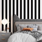 Jeweluck Black and White Wallpaper Peel and Stick Wall Paper 17.7”x393.7” Black - Image 9
