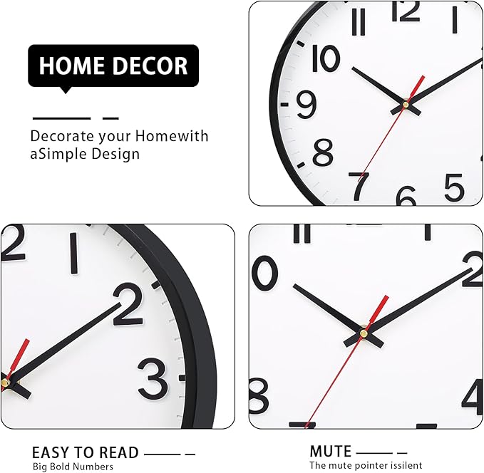 Wall Clocks Battery Operated 12 inch Modern Wall Clock, Silent Non Ticking Wall - Image 3