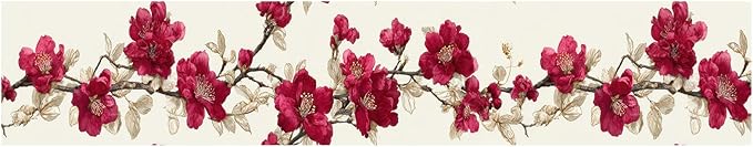 Cherry Blossom Wallpaper Border 196x4 Inch Red Flower Peel and Stick Wall - Image 2