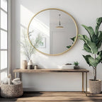 Oruii Gold Circle Mirror, 20 inch Round Mirror Metal Frame, Living Room - Image 4