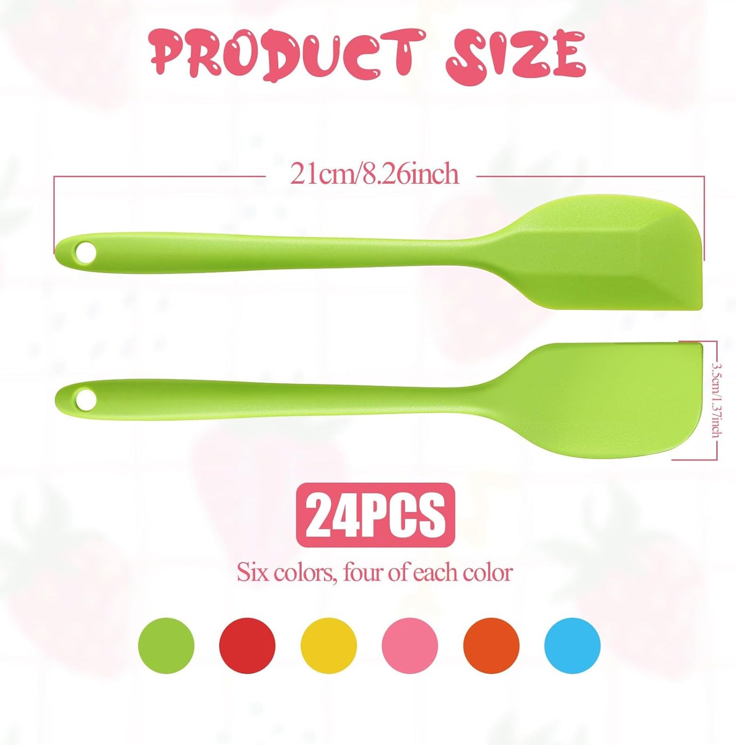 24 Pieces Small Silicone Spatulas, 8.3 inch Heat-Resistant Scrapers Rubber with Stainless Steel Core Baking Mixing Tool Seamless Spatula for Kitchen Cooking Cake Cream (6 Colors)