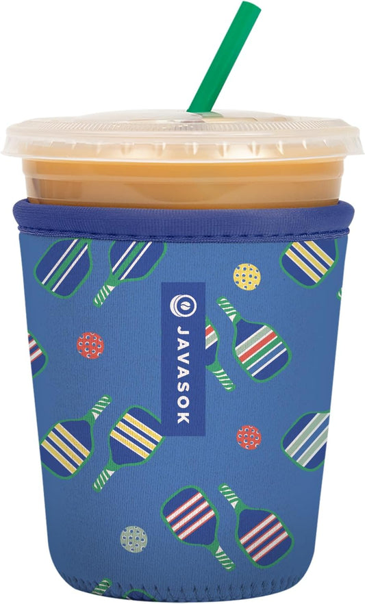 Sok It JavaSok Iced Coffee & Cold Soda Insulated Neoprene Cup Sleeve (Pickleball, Small: 16-20oz)