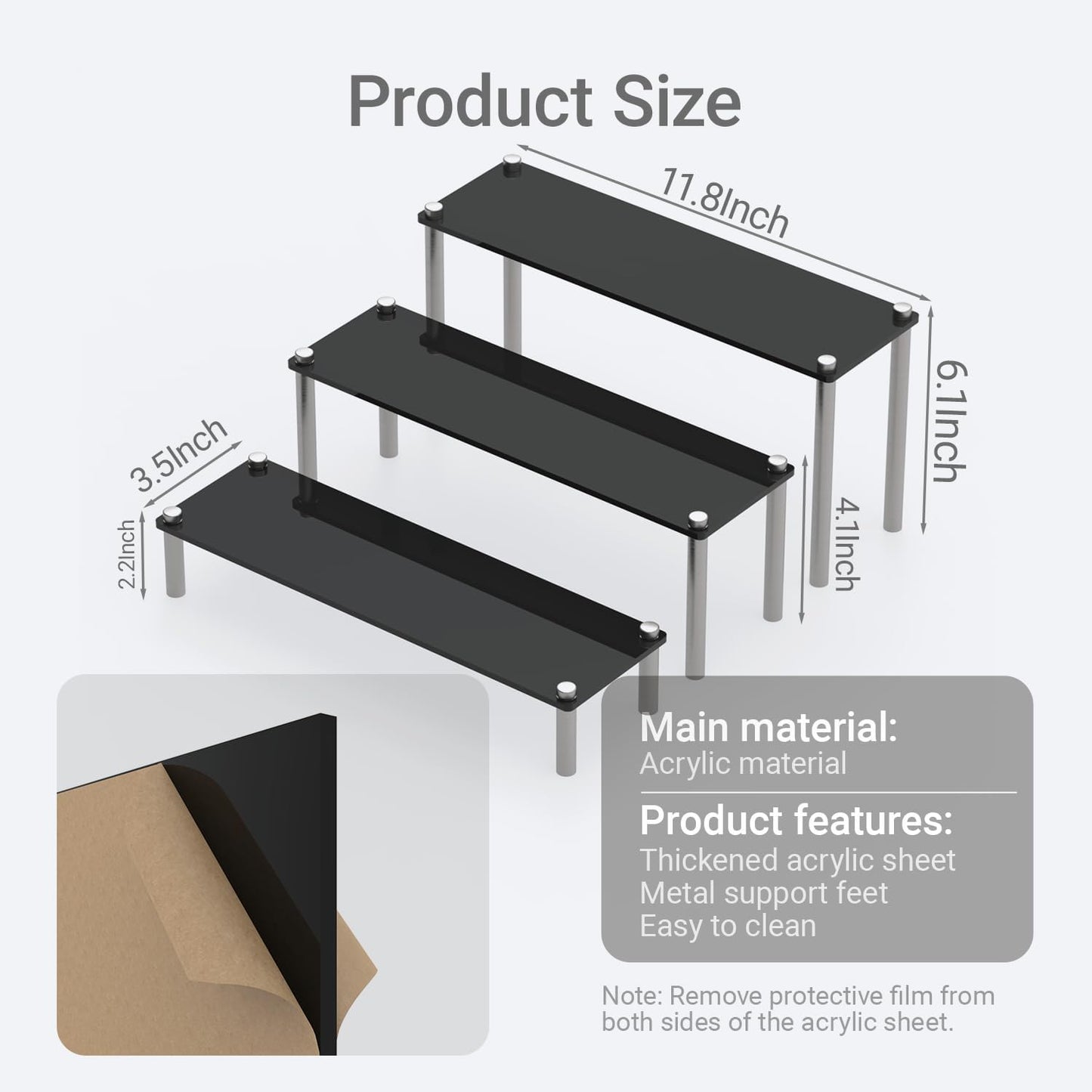 3-Tier Acrylic Display Riser Stand - Clear Organizer for Perfume, Cupcakes, Figures, Desserts, and Party Decoration
