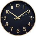 HZDHCLH Wall Clocks Battery Operated, Wall Clock Black Gold, 14 inch Wall Clock by HZDHCLH