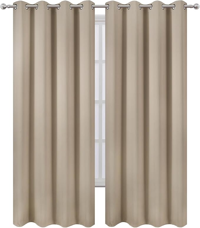LEMOMO Khaki Thermal Blackout Curtains/52 x 95 Inch/Set of 2 Panels Room - Image 2