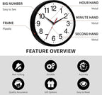 Rohioue Wall Clock Modern 8 Inch Battery Operated Silent Non Ticking Small - Image 5