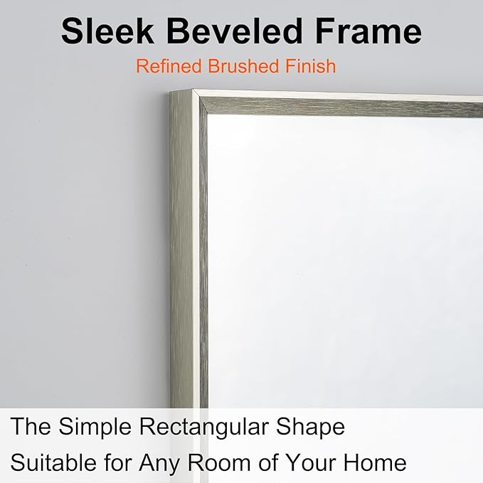 Bathroom Mirror for Wall, 30x40 Inch Metal Framed Mirror, Brushed Nickel - Image 2