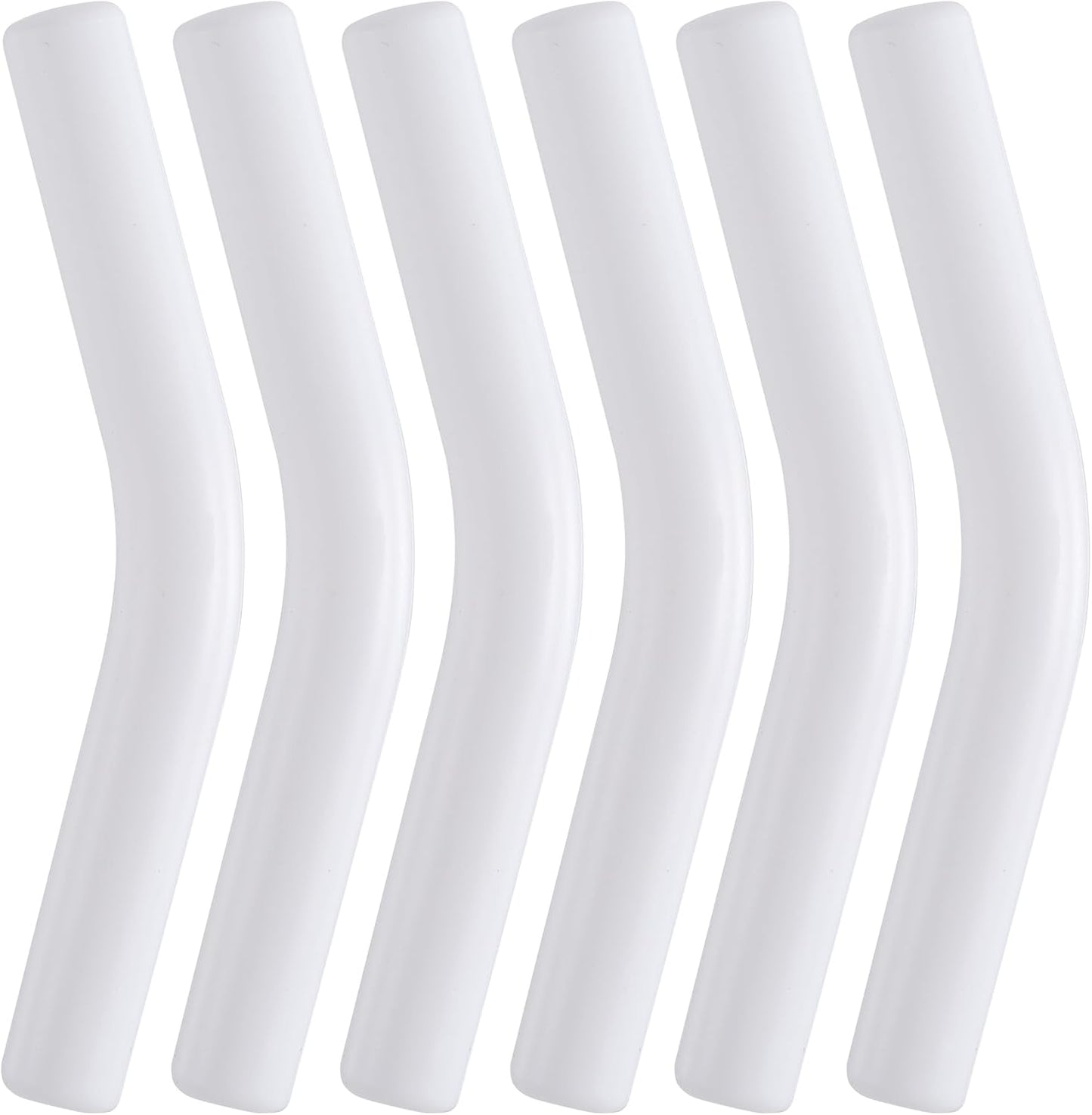 6pcs Food-Grade Silicone Metal Straw Tips, Reusable Flex Elbow Straws Cover Replacement Tips, Soft Straw Toppers Kits for 8 mm Stainless Steel Metal Straws - White