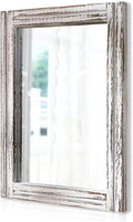 AAZZKANG Rustic Wall Mirror Rectangle Wood Framed Mirrors Large 20"x16" by AAZZKANG