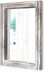 AAZZKANG Rustic Wall Mirror Rectangle Wood Framed Mirrors Large 20"x16" by AAZZKANG