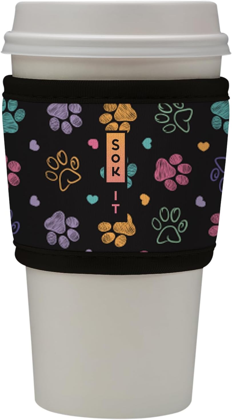 Sok It HotSok Coffee & Tea Reusable Insulated Neoprene Cup Sleeve (Furry Footprints)