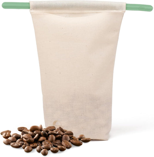 Food Huggers Sustainable Coffee Storage| Bulk Bean Bag | Eco-Friendly, Zero-Waste | BPA-Free, Dishwasher Safe Silicone | Ideal for Groceries, Food | Reusable, Large (1pc)