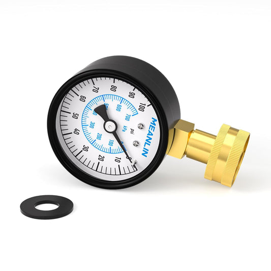 MEANLIN MEASURE 0-100psi Water Pressure Gauge,3/4" Female 2.5" FACE DIAL Water Pressure Test Gauge with Sealing Ring, Water Pressure Gauge for Home