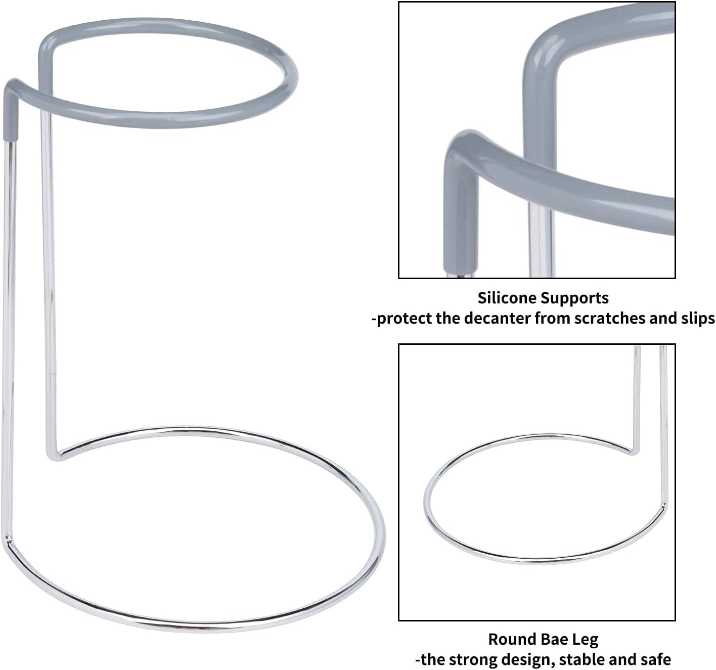 Wine Decanter Drying Stand with Rubber Coated Top to Prevent Scratches, Wine Decanter Drying Rack for Standard and Large Wine Decanters, Wine Decanter NOT Included, (with Cleaning Brush)