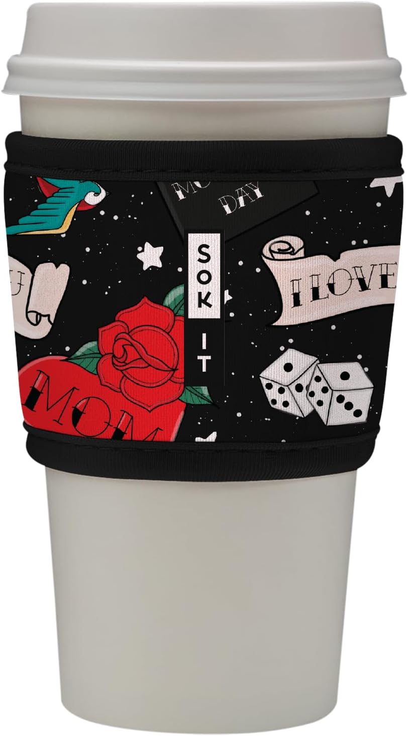 Sok It HotSok Coffee & Tea Reusable Insulated Neoprene Cup Sleeve (Heart & Soul)